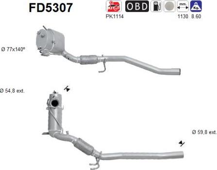 AS FD5307 - Сажевый / частичный фильтр, система выхлопа ОГ www.autospares.lv