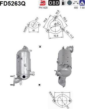 AS FD5263Q - Nosēdumu / Daļiņu filtrs, Izplūdes gāzu sistēma www.autospares.lv