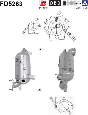 AS FD5263 - Nosēdumu / Daļiņu filtrs, Izplūdes gāzu sistēma www.autospares.lv