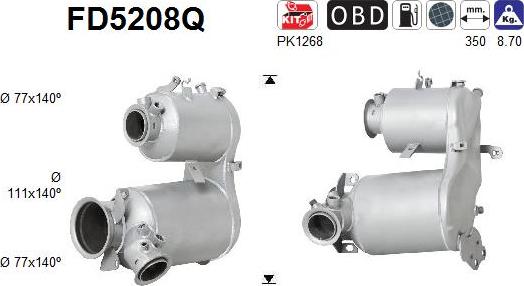 AS FD5208Q - Nosēdumu / Daļiņu filtrs, Izplūdes gāzu sistēma www.autospares.lv