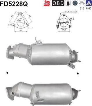 AS FD5228Q - Nosēdumu / Daļiņu filtrs, Izplūdes gāzu sistēma autospares.lv