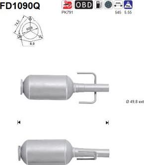 AS FD1090Q - Nosēdumu / Daļiņu filtrs, Izplūdes gāzu sistēma www.autospares.lv