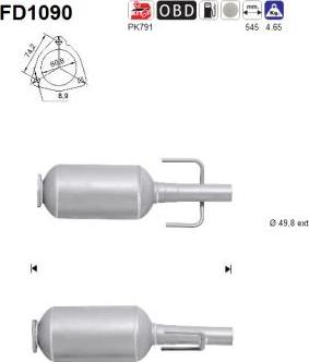 AS FD1090 - Nosēdumu / Daļiņu filtrs, Izplūdes gāzu sistēma www.autospares.lv