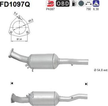 AS FD1097Q - Nosēdumu / Daļiņu filtrs, Izplūdes gāzu sistēma autospares.lv