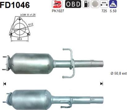 AS FD1046 - Nosēdumu / Daļiņu filtrs, Izplūdes gāzu sistēma autospares.lv