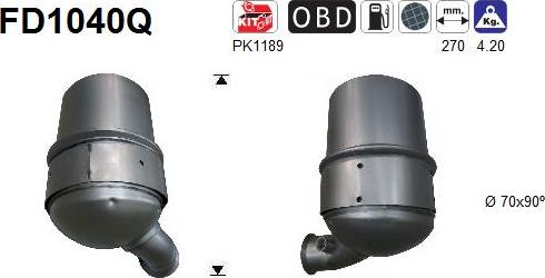 AS FD1040Q - Сажевый / частичный фильтр, система выхлопа ОГ www.autospares.lv