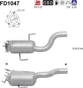 AS FD1047 - Сажевый / частичный фильтр, система выхлопа ОГ www.autospares.lv