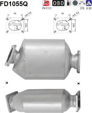 AS FD1055Q - Nosēdumu / Daļiņu filtrs, Izplūdes gāzu sistēma www.autospares.lv