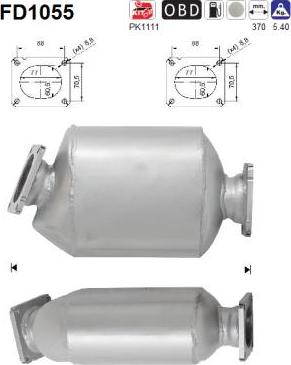 AS FD1055 - Nosēdumu / Daļiņu filtrs, Izplūdes gāzu sistēma www.autospares.lv