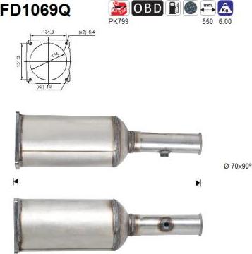 AS FD1069Q - Nosēdumu / Daļiņu filtrs, Izplūdes gāzu sistēma autospares.lv