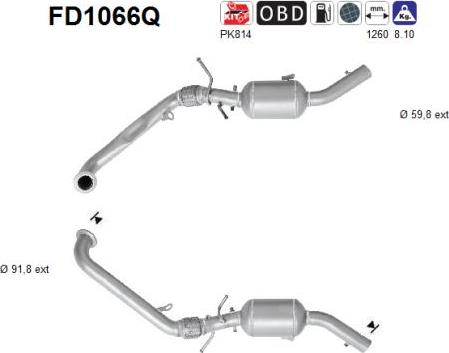 AS FD1066Q - Nosēdumu / Daļiņu filtrs, Izplūdes gāzu sistēma www.autospares.lv