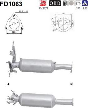 AS FD1063 - Nosēdumu / Daļiņu filtrs, Izplūdes gāzu sistēma www.autospares.lv