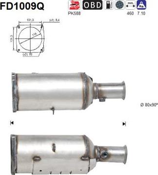 AS FD1009Q - Nosēdumu / Daļiņu filtrs, Izplūdes gāzu sistēma autospares.lv