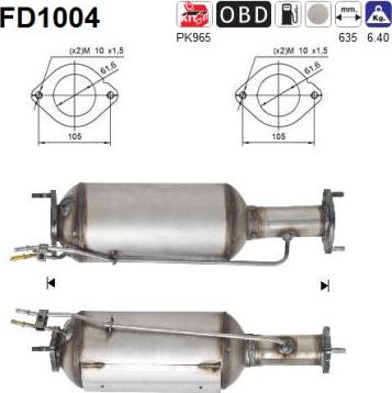 AS FD1004 - Nosēdumu / Daļiņu filtrs, Izplūdes gāzu sistēma autospares.lv