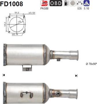 AS FD1008 - Nosēdumu / Daļiņu filtrs, Izplūdes gāzu sistēma autospares.lv