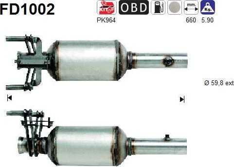 AS FD1002 - Nosēdumu / Daļiņu filtrs, Izplūdes gāzu sistēma www.autospares.lv