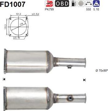 AS FD1007 - Сажевый / частичный фильтр, система выхлопа ОГ www.autospares.lv