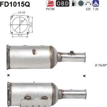 AS FD1015Q - Nosēdumu / Daļiņu filtrs, Izplūdes gāzu sistēma autospares.lv