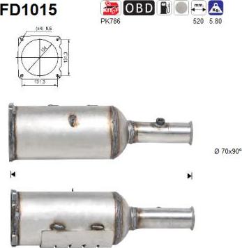 AS FD1015 - Nosēdumu / Daļiņu filtrs, Izplūdes gāzu sistēma autospares.lv