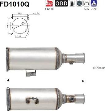 AS FD1010Q - Nosēdumu / Daļiņu filtrs, Izplūdes gāzu sistēma www.autospares.lv