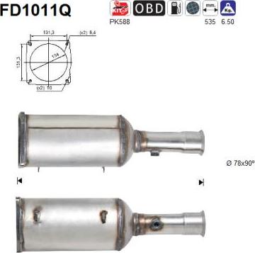 AS FD1011Q - Nosēdumu / Daļiņu filtrs, Izplūdes gāzu sistēma autospares.lv