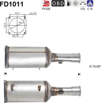 AS FD1011 - Nosēdumu / Daļiņu filtrs, Izplūdes gāzu sistēma autospares.lv