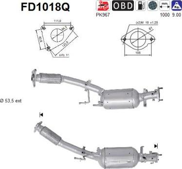 AS FD1018Q - Сажевый / частичный фильтр, система выхлопа ОГ www.autospares.lv