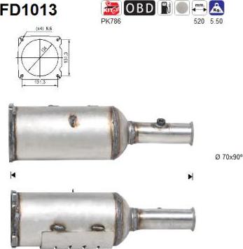 AS FD1013 - Nosēdumu / Daļiņu filtrs, Izplūdes gāzu sistēma autospares.lv