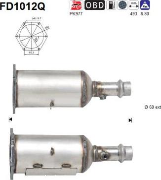 AS FD1012Q - Nosēdumu / Daļiņu filtrs, Izplūdes gāzu sistēma www.autospares.lv