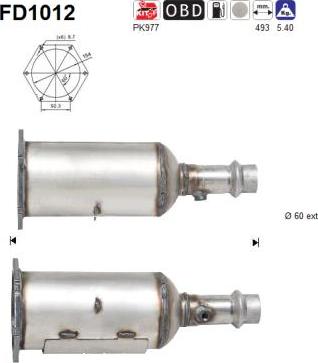 AS FD1012 - Nosēdumu / Daļiņu filtrs, Izplūdes gāzu sistēma www.autospares.lv