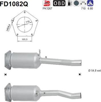 AS FD1082Q - Nosēdumu / Daļiņu filtrs, Izplūdes gāzu sistēma www.autospares.lv