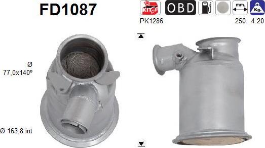 AS FD1087 - Сажевый / частичный фильтр, система выхлопа ОГ www.autospares.lv