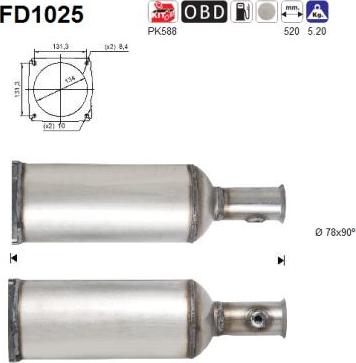 AS FD1025 - Nosēdumu / Daļiņu filtrs, Izplūdes gāzu sistēma autospares.lv