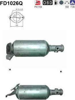 AS FD1026Q - Nosēdumu / Daļiņu filtrs, Izplūdes gāzu sistēma www.autospares.lv