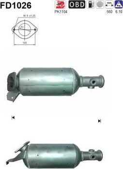 AS FD1026 - Nosēdumu / Daļiņu filtrs, Izplūdes gāzu sistēma www.autospares.lv