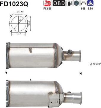 AS FD1023Q - Nosēdumu / Daļiņu filtrs, Izplūdes gāzu sistēma www.autospares.lv