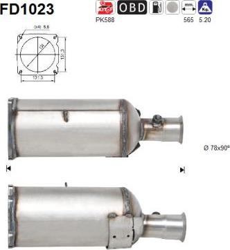 AS FD1023 - Nosēdumu / Daļiņu filtrs, Izplūdes gāzu sistēma www.autospares.lv