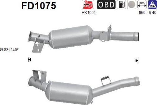 AS FD1075 - Сажевый / частичный фильтр, система выхлопа ОГ www.autospares.lv