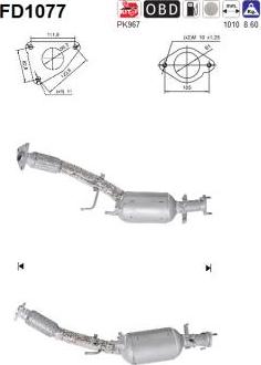 AS FD1077 - Сажевый / частичный фильтр, система выхлопа ОГ www.autospares.lv