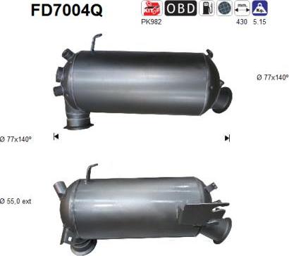 AS FD7004Q - Nosēdumu / Daļiņu filtrs, Izplūdes gāzu sistēma autospares.lv