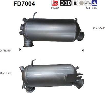 AS FD7004 - Nosēdumu / Daļiņu filtrs, Izplūdes gāzu sistēma autospares.lv