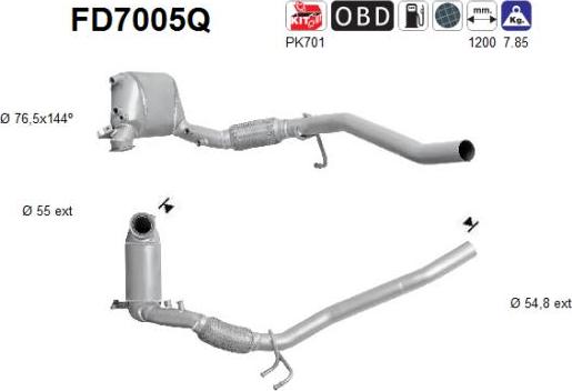 AS FD7005Q - Сажевый / частичный фильтр, система выхлопа ОГ www.autospares.lv