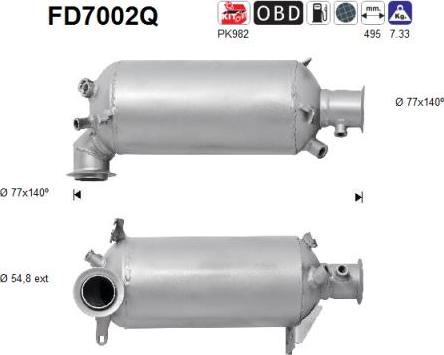 AS FD7002Q - Nosēdumu / Daļiņu filtrs, Izplūdes gāzu sistēma autospares.lv