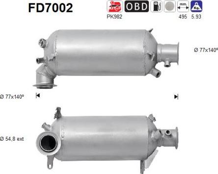 AS FD7002 - Nosēdumu / Daļiņu filtrs, Izplūdes gāzu sistēma autospares.lv