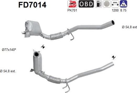 AS FD7014 - Nosēdumu / Daļiņu filtrs, Izplūdes gāzu sistēma autospares.lv