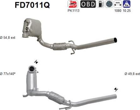 AS FD7011Q - Сажевый / частичный фильтр, система выхлопа ОГ www.autospares.lv