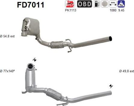 AS FD7011 - Сажевый / частичный фильтр, система выхлопа ОГ www.autospares.lv