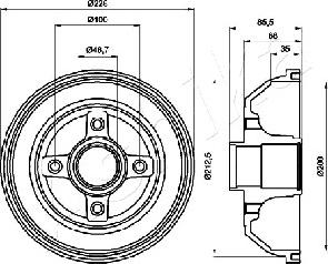 Ashika 56-00-0408 - Bremžu trumulis www.autospares.lv