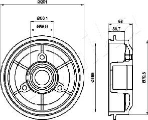 Ashika 56-00-0607 - Тормозной барабан www.autospares.lv