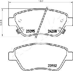 Ashika 50-00-0400 - Тормозные колодки, дисковые, комплект www.autospares.lv